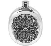 English Pewter Company Celtic Design 6oz Oval Pewter Hip Flask [CEL177]