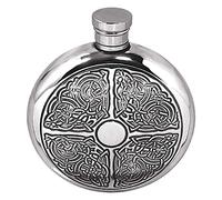English Pewter Company Celtic Design 6oz Round Pewter Hip Flask. Personalised with Free Engraving [CEL176]