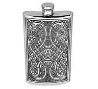 English Pewter Company Celtic Design 8oz Pewter Hip Flask. Personalised with Free Engraving [CEL153]