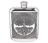 English Pewter Company Celtic Design Tree of Life 6oz Pewter Hip Flask [CEL600]