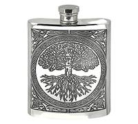 English Pewter Company Celtic Design Tree of Life 6oz Pewter Hip Flask Personalised with Free Engraving [CEL601]
