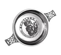 English Pewter Company Celtic Knot Handle Quaich Tasting Bowl Loving Cup 3.5" Diameter with Highland Piper Design Personalised with Free Engraving [SG514]