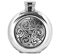 English Pewter Company Celtic Swirl Design 4oz Round Pewter Hip Flask [CEL195]