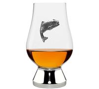 English Pewter Company Glencairn Whisky Glass 200ml with Pewter Trout Fishing Badge and Base Personalised with Free Engraving [WGP023]
