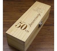 English Pewter Company Sheffield, England Unique Idea For 50th Wedding Anniversary - Luxury Wooden Wine or Champagne Gift Box Satin Lined [HING12]