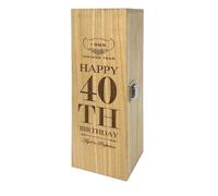 English Pewter Company Sheffield, England Unique Personalised 40th Birthday Gift - Luxury Wooden Wine or Champagne Box Satin Lined [HING06]