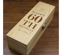 English Pewter Company Sheffield, England Unique Personalised 60th Birthday Gift - Luxury Wooden Wine or Champagne Box Satin Lined [HING08]