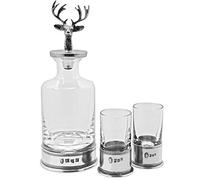 English Pewter Company Stag Head Mini Decanter Set and 2 Shot Glasses [STAG129]