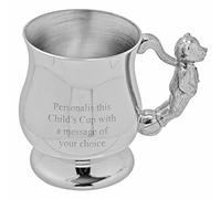 English Pewter Company Teddy Bear Handle Christening Baptism Child's Cup. Personalised with Free Engraving [BG13]
