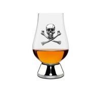 English Pewter Company Wee Glencairn Whisky Glass 70ml with Pewter Skull & Cross Bones and Base Personalised with Free Engraving [WGP042]
