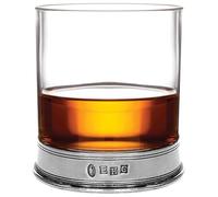 English Pewter Company Whisky Tumbler Glass with Pewter Base, Old Fashioned Heavy Design [VG005]