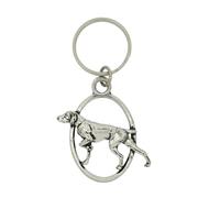 English Pewter English Pointer Dog Keyring, Oval Design, Velvet Gift Pouch Included