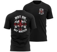 English Rampant Lion Mens T Shirt - St Georges Cross Not On My Watch Pocket Back Print Tee - Patriotic England Tshirt