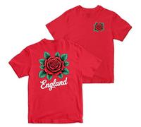 English Red Rose Kids T Shirt - Patriotic England Pride Top - Boys Girls - Sports Supporter Tee for Son or Daughter - Britain Heritage Gift, 9-11 Years, Red