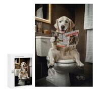English Retriever Reading on Toilet Adult Tabletop Puzzle, 300 PCS - New Year Decoration; for Shared Table Time
