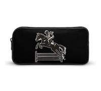 English Riding Hunter Jumper Women Riding Horse Pencil Case Cute Pen Pouch Cosmetic Bag Pecil Box Organizer for Travel Office