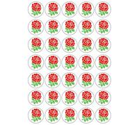 English Rose - Edible Cupcake Toppers - Wafer or Icing - England Party Themed Celebration Cake Decorations for Cupcakes, Cookies, Brownies, Muffins & More!