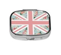 English Roses Union Jack Flag,Meta Pill Box 2 Compartment Medicine Case,Portable Organizer,Rectangle Meta Portable Organizer Pill Box 1251 Compartment Medicine Case