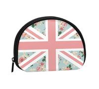 English Roses Union Jack FlagSmall Makeup Sanitary Napkin Storage Bag,Women's Cosmetic Coin Purse