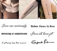 English Sentence Combination Herbal Tattoo Sticker, Semi-permanent, Non-reflective, Waterproof, Realistic, No Color Loss, Lasts 2 Weeks,Temporary Tattoos(M(6pcs))