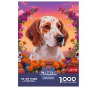 English Setter 1000 Pieces Jigsaw Puzzles Cute Pets Puzzle for Adults Staycation Kill Time Wall Decoration Gift Game for Boys And Girls Age 14+ ForAdults 70x50cm/1000pcs