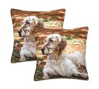 English Setter Autumn Pets Dogs English, Throw Pillow Cover Decorative Polyester Pillowcase Soft Cushion Covers 2pcs 22"x22"