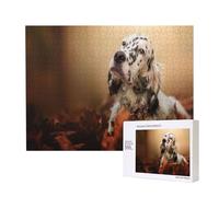 English Setter Autumn Pets Puppy Dogs English,500 Pieces Wooden Jigsaw Family Game Jigsaw Puzzles for Adults Teens Home Decor