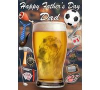 English Setter Dog Pint Father's Day Greeting Card A5 Dad Step Dad Pub Beer PP04