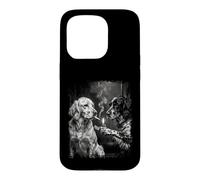 English Setter Dogs Smoking Lighter Black White Grunge Case for iPhone 15 Pro