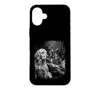 English Setter Dogs Smoking Lighter Black White Grunge Case for iPhone 16 Plus