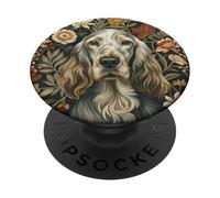 English Setter Floral Vintage Style Dog PopSockets Adhesive PopGrip