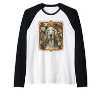English Setter Floral Vintage Style Dog Raglan Baseball Tee