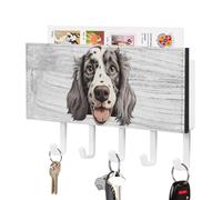 English Setter Key Holder Wall Mount Key Rack Puppy Doggy Self Adhesive Key Hanger Organizer Retro Decorative for Entryway Hallway Kitchen Home 7x4 Inch