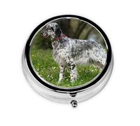 English Setter Lawn Pets Dogs English SetterMeta Pill Box 3 Compartment Medicine Case,Portable Organizer