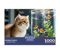 English Short Gold Gradual Layer Cat 1000 Piece Jigsaw Puzzles for Adults Pet Animal Whimsical Challenge Colourful Educational Games Fully Interlocking 38x26cm/1000pcs