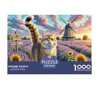 English Short Gold Gradual Layer Cat 1000 Piece Puzzle Age 14+ for Adults Pet Animal with Extra Fun Challenges Perfect for Relaxation 100% Recycled Cardboard 38x26cm/1000pcs