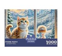 English Short Gold Gradual Layer Cat 1000 Piece Puzzle Age 14+ for Adults Pet Animal with Extra Fun Challenges Perfect for Relaxation 100% Recycled Cardboard 38x26cm/1000pcs