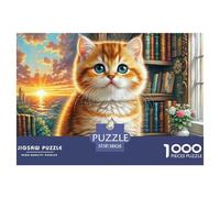 English Short Gold Gradual Layer Cat 1000 Piece Puzzle for Adults Pet Animal Challenge Colourful Educational Games 100% Recycled Cardboard Jumbo 38x26cm/1000pcs