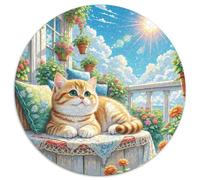 English Short Gold Gradual Layer Cat 1000 Piece Round Jigsaw Puzzle for Adults And Kids Animal Cats Geometric Smooth Edging Difficult Near Impossible Style-13