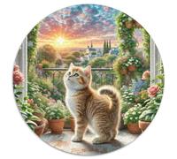 English Short Gold Gradual Layer Cat 1000 Piece Round Puzzle for Adults And Kids Animal Cats Jigsaw Fun Gear Hard Challenge 1000pcs (67.5x67.5cm)