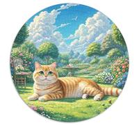 English Short Gold Gradual Layer Cat 1000 Pieces Circle Puzzle for Kids Aged 5-8 Made Animal Cats Jigsaw Creative Hard Challenge 1000pcs (67.5x67.5cm)