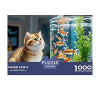 English Short Gold Gradual Layer Cat 1000 Pieces Jigsaw Puzzles Age 12+ for Adults Pet Animal Fun Challenging Brainteasing Colourful Home Decoration 38x26cm/1000pcs