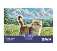 English Short Gold Gradual Layer Cat Puzzles 1000 Pieces Age 14+ for Adults Pet Animal Whimsical Challenge Perfect for Relaxation Home Decoration 100% Recycled Cardboard 70x50cm/1000pcs