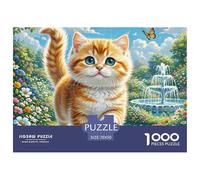 English Short Gold Gradual Layer Cat Puzzles 1000 Pieces for Adults And Children Pet Animal Fun Challenging Brainteasing Perfect for Relaxation Home Decoration 70x50cm/1000pcs