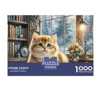 English Short Gold Gradual Layer Cat Puzzles 1000 Pieces for Adults And Children Pet Animal with Extra Fun Challenges Colourful Creativity Gift Giving 38x26cm/1000pcs