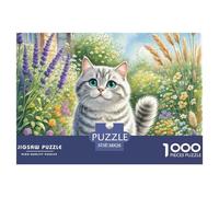 English Short Silver Gradual Layer 1000 Piece Jigsaw Puzzles for Adults Animal Cat Whimsical Challenge Colourful Educational Games 38x26cm/1000pcs
