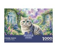 English Short Silver Gradual Layer 1000 Piece Puzzle For Adults And Kids Animal Cat Fun Challenging Brainteasing Jigsaw Colourful Home Decoration 38x26cm/1000pcs