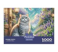 English Short Silver Gradual Layer 1000 Piece Puzzle For Adults And Kids Animal Cat Whimsical Challenge Perfect for Relaxation Educational Games 70x50cm/1000pcs