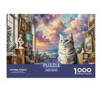 English Short Silver Gradual Layer 1000 Pieces Jigsaw Puzzles Age 12+ for Adults Animal Cat Fun Challenging Brainteasing Perfect for Relaxation Home Decoration 70x50cm/1000pcs