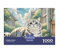 English Short Silver Gradual Layer 1000 Pieces Jigsaw Puzzles for Adults And Children Animal Cat Fun Challenging Brainteasing Colourful Creativity Fully Interlocking 70x50cm/1000pcs